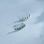 Emerald Green Droplet CZ Cluster Crawler Earrings in Sterling Silver, Silver or Gold, Pear CZ Cluster Crawler, Cluster Earrings