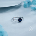 1 Carat Sapphire Blue CZ Ring in Sterling Silver, 6mm Blue Zircon Ring, US Size 5-8, Six Prong Ring, September Birthstone