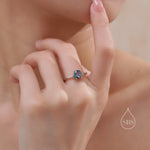 1 Carat Mystic Black CZ Ring in Sterling Silver, 6mm Mystic Topaz CZ Ring, US Size 5-8, Six Prong Ring, Colour Changing Black Crystal Ring