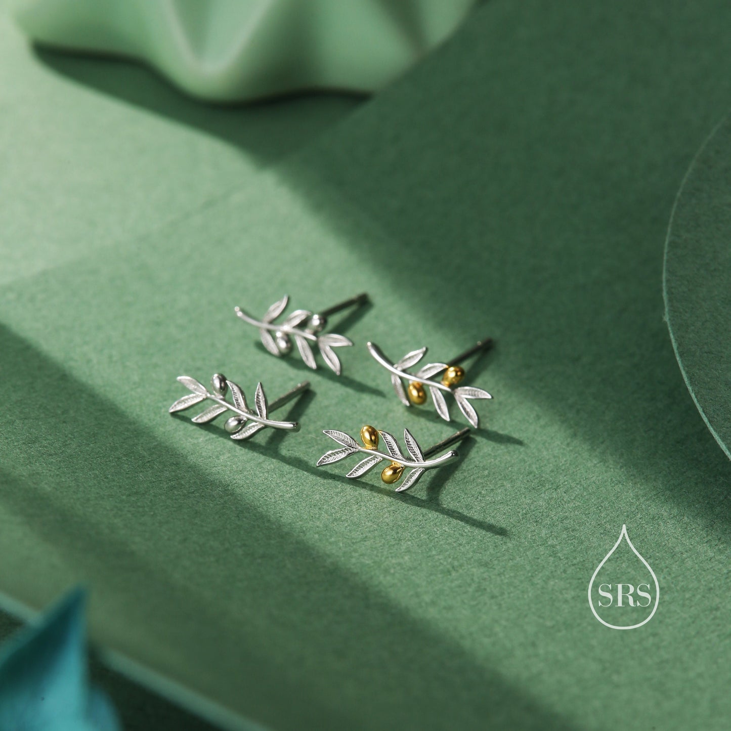 Olive Leaf Stud Earrings in Sterling Silver, Silver,  Olive Branch Earrings, Nature Inspired Leaf Earrings