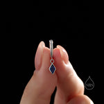 Very Tiny Rhombus Sapphire Blue CZ Huggie Hoop in Sterling Silver, Silver or Gold, Minimalist Simple Kite Shape CZ Hoop Earrings