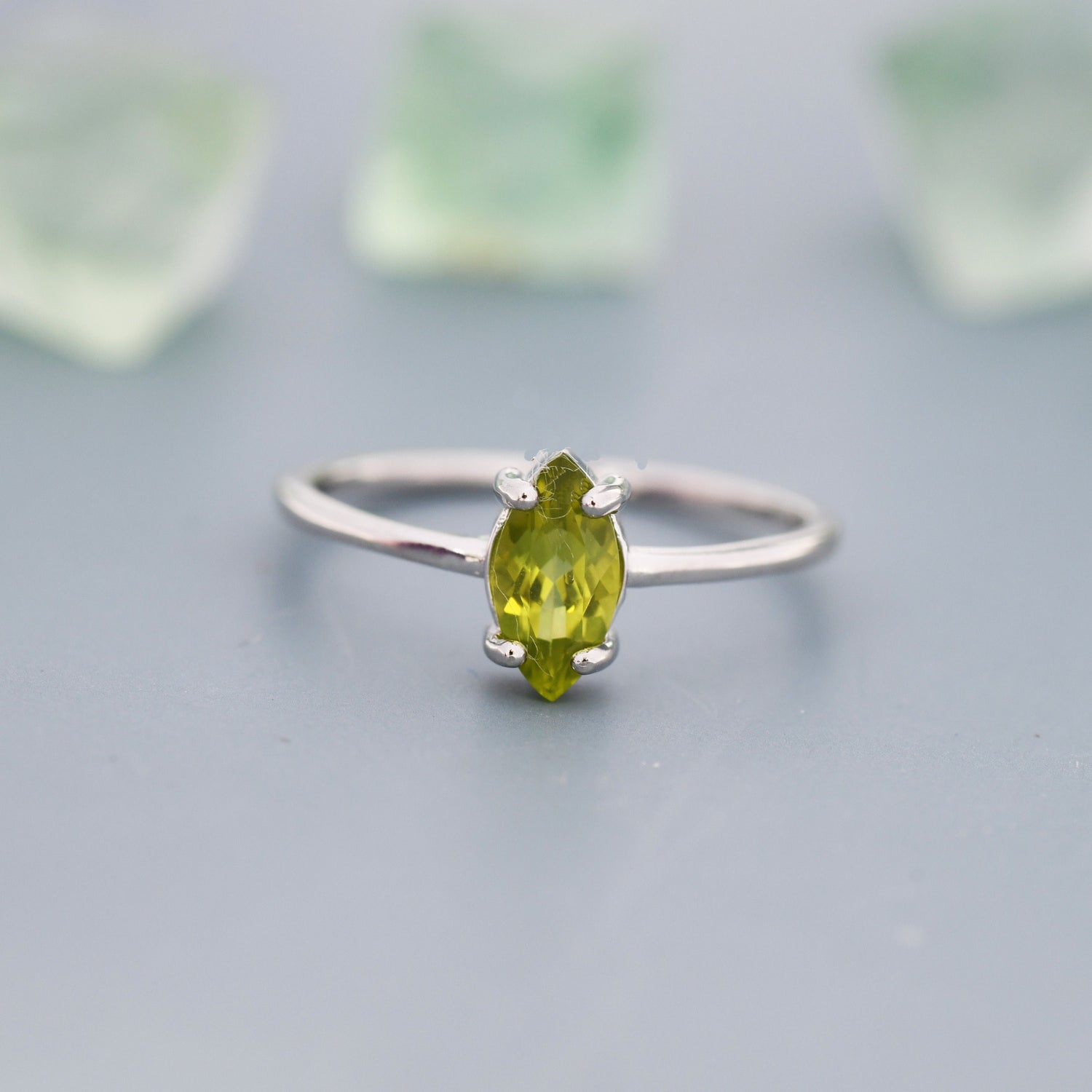 Peridot Marquise Cut Gemstone Ring