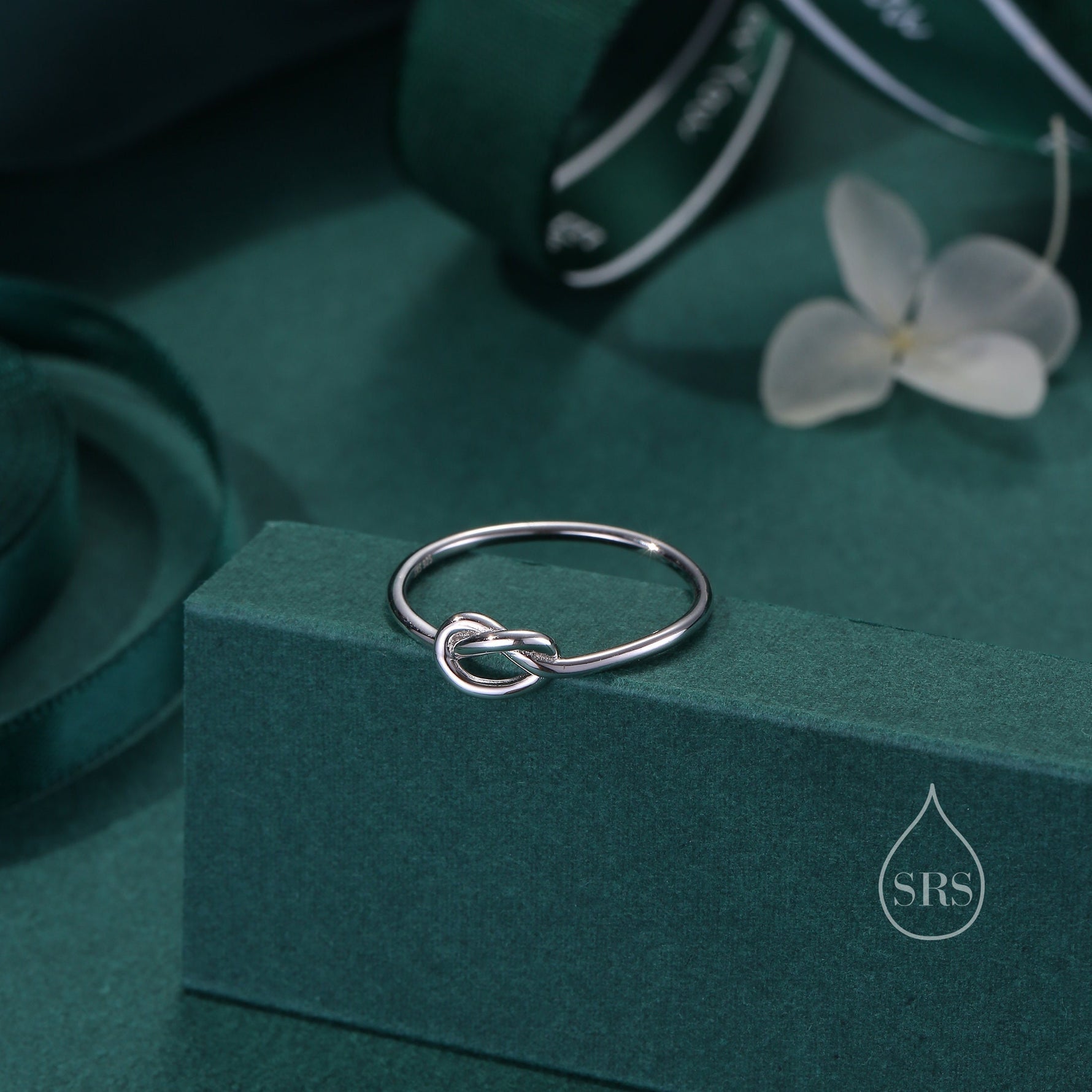Sterling Silver Heart Knot Silver Ring, Stackable Ring, Infinity Ring, Skinny and Delicate Ring US 5 - 8