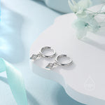 Very Tiny Rhombus Clear CZ Huggie Hoop in Sterling Silver, Silver or Gold, Minimalist Simple Kite Shape CZ Hoop Earrings