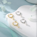 Very Tiny Rhombus Clear CZ Huggie Hoop in Sterling Silver, Silver or Gold, Minimalist Simple Kite Shape CZ Hoop Earrings