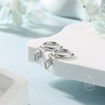 Very Tiny Rhombus Clear CZ Huggie Hoop in Sterling Silver, Silver or Gold, Minimalist Simple Kite Shape CZ Hoop Earrings