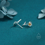 Daffodil Stud Earrings in Sterling Silver, Tiny Flower Earrings, Two Finishes, Daffodil Earrings, March Birth Flower