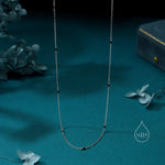 2mm Black Spinel Beaded Satellite Chain Necklace