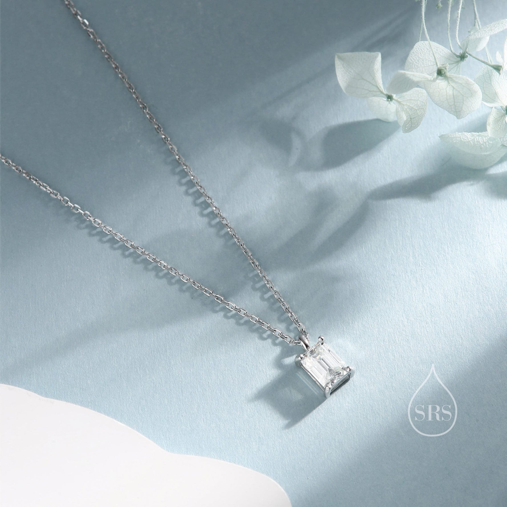 Emerald Cut 1ct Moissanite Pendant Necklace