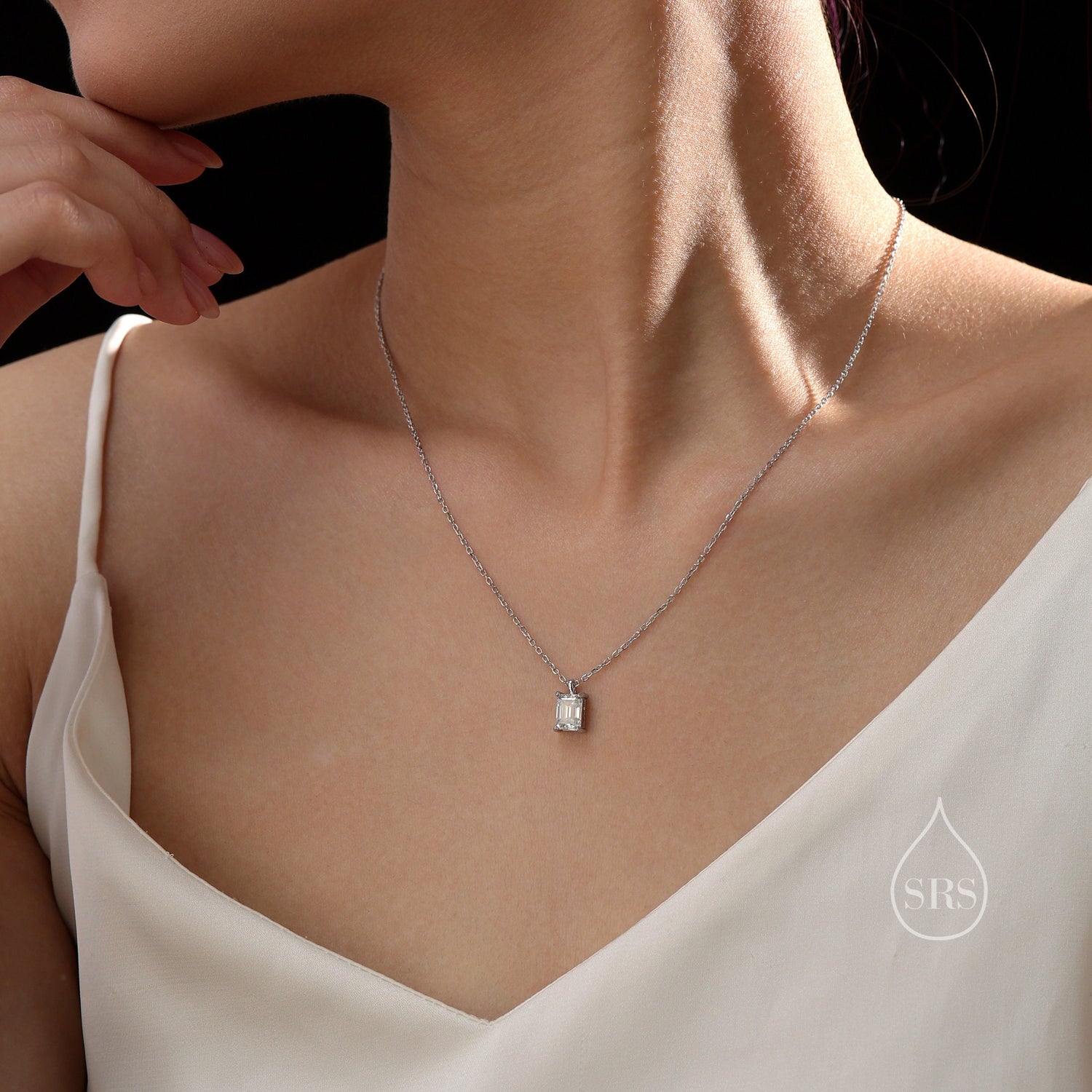 Emerald Cut 1ct Moissanite Pendant Necklace