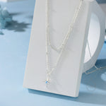 Double Layer Opal Starburst Pendant Necklace in Sterling Silver - Starburst Necklace with Satellite Chain - Gold or Silver or Rose Gold