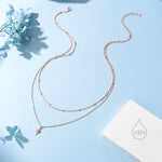 Double Layer Opal Starburst Pendant Necklace in Sterling Silver - Starburst Necklace with Satellite Chain - Gold or Silver or Rose Gold