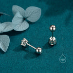 Brilliant Cut 4mm CZ Six Prong 18G Screw Back Earrings in Sterling Silver