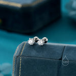 Brilliant Cut 4mm CZ Six Prong 18G Screw Back Earrings in Sterling Silver