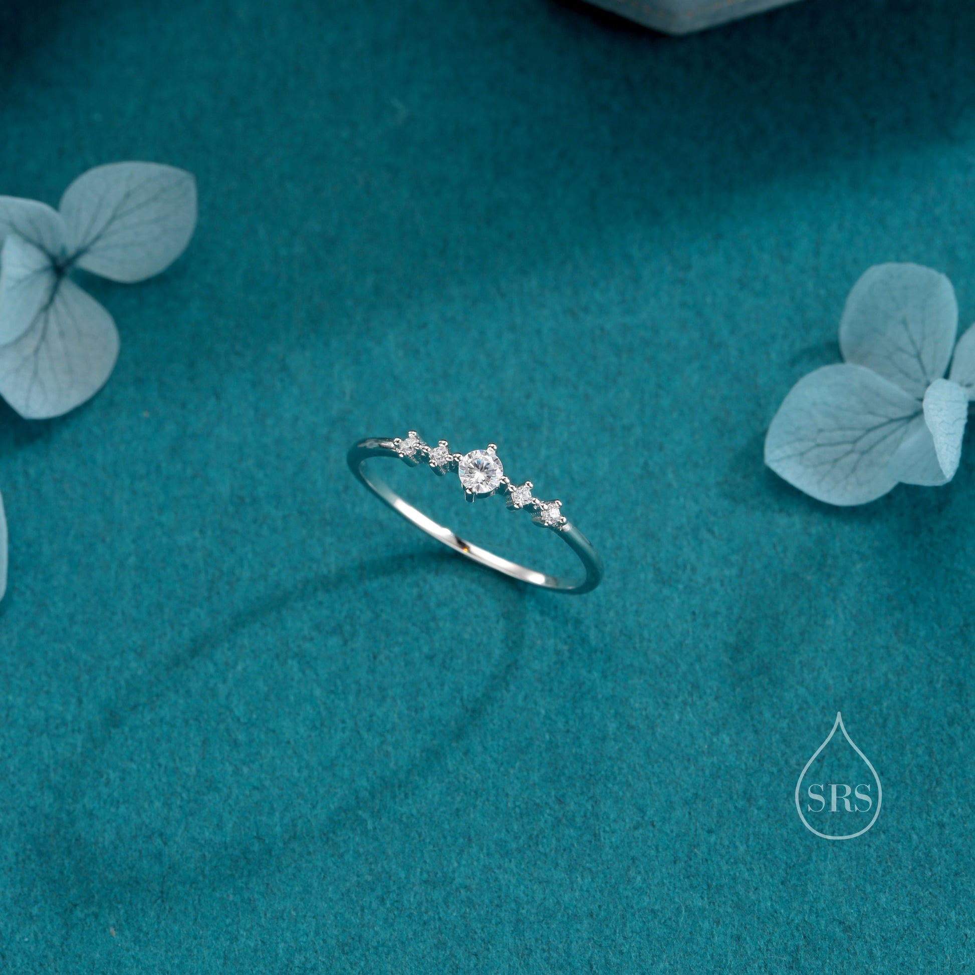 CZ Ring in Sterling Silver, Silver or Gold, Delicate Diamond Ring Ring, Size US 5 - 8