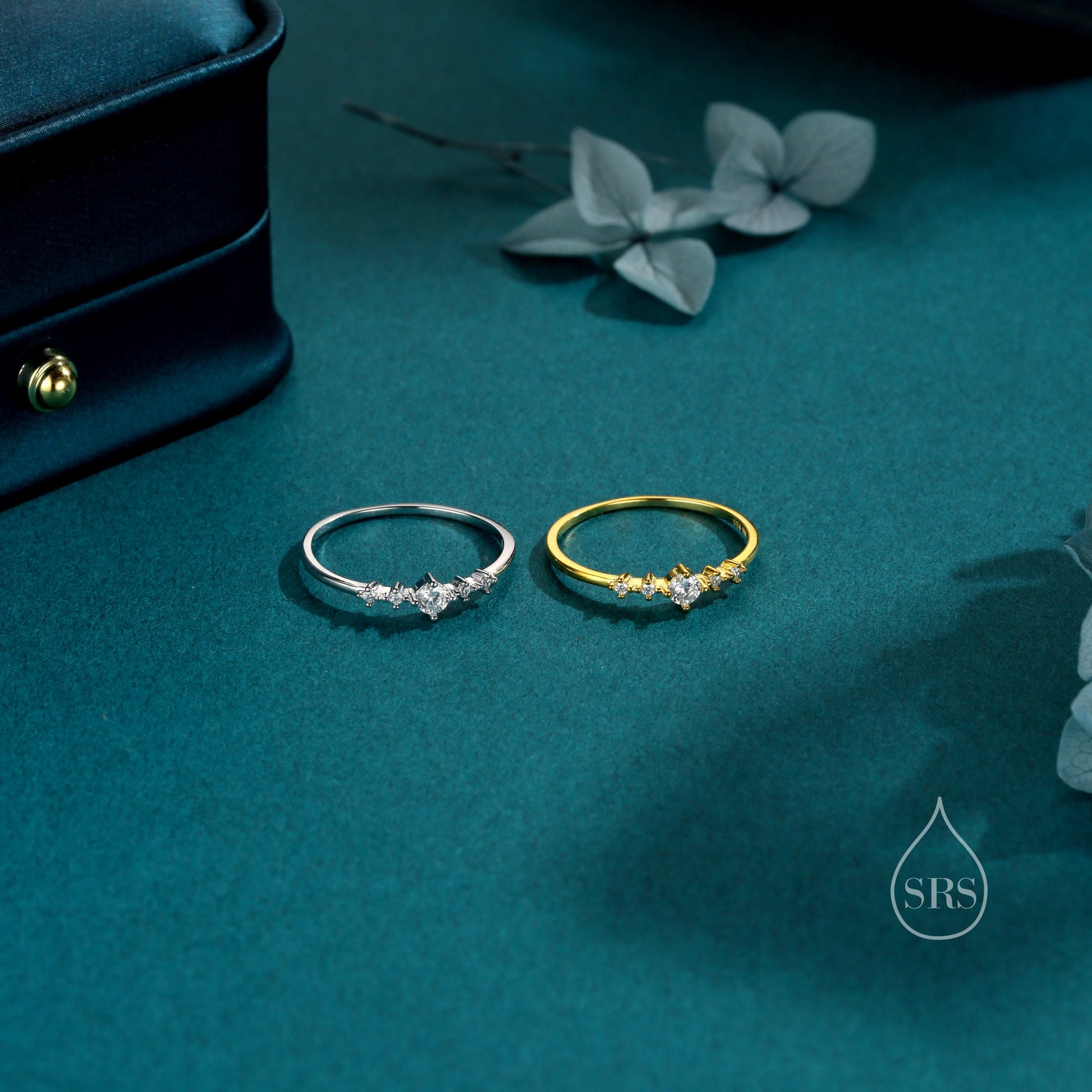 CZ Ring in Sterling Silver, Silver or Gold, Delicate Diamond Ring Ring, Size US 5 - 8