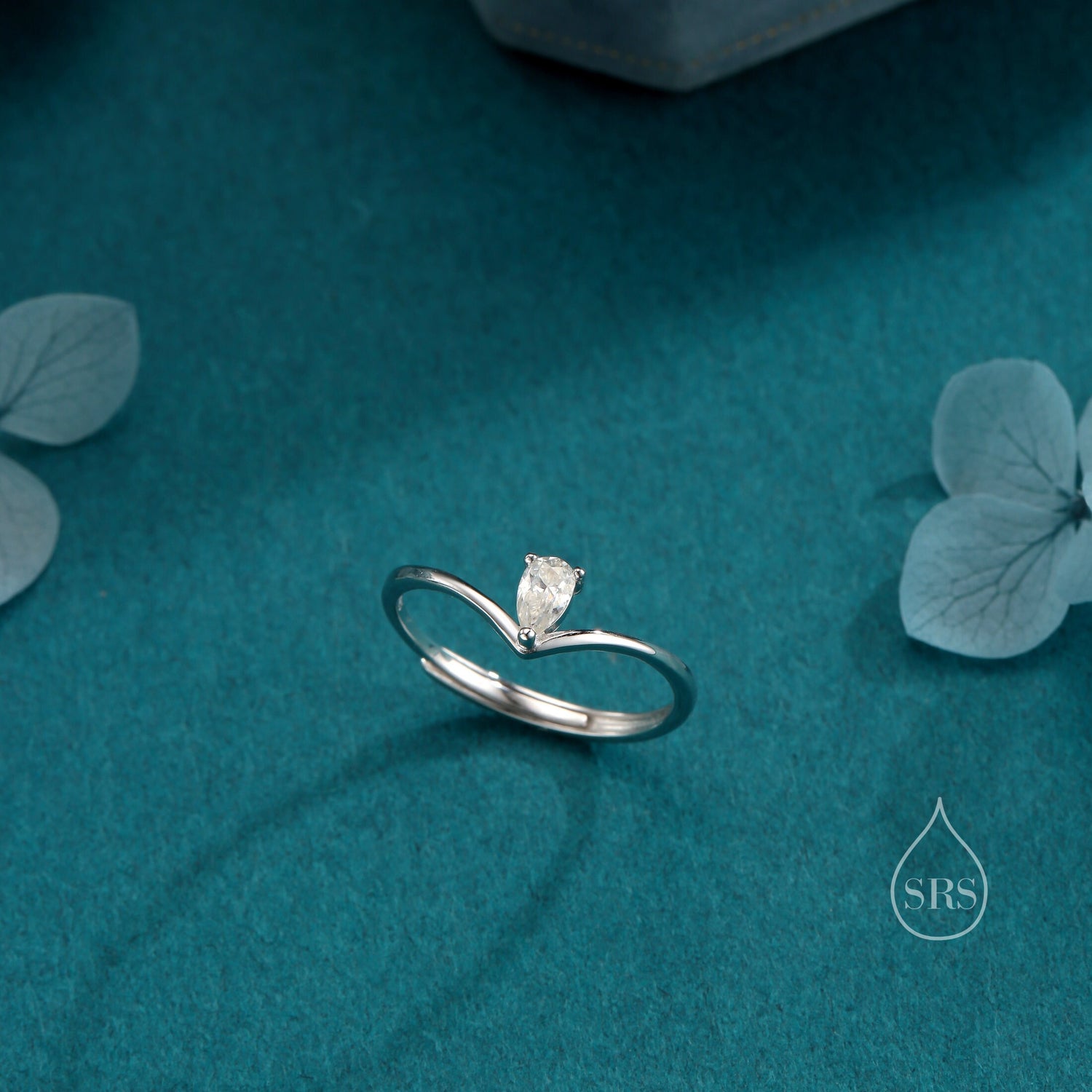 Pear Shape CZ Droplet Chevron Ring