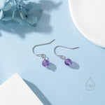 Natural Amethyst Bead Hook Earrings in Sterling Silver, 6mm Amethyst Earrings, Silver or Gold, Genuine Amethyst Drop Earrings