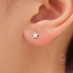 Mismatched Moon and Star 18G Screw Back in Sterling Silver