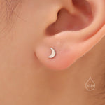 Mismatched Moon and Star 18G Screw Back in Sterling Silver