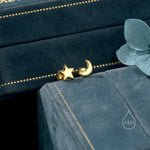 Mismatched Moon and Star 18G Screw Back in Sterling Silver