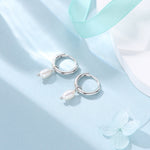 Genuine Oval Pearl with Skinny Hoop Earrings in Sterling Silver, Detachable Freshwater Pearl Hoop Earrings, Natural Pearl Huggie Hoops