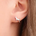 Tiny Beagle Dog Stud Earrings in Sterling Silver, Silver or Gold, Sterling Silver Beagle Dog Earrings, Pet Earrings