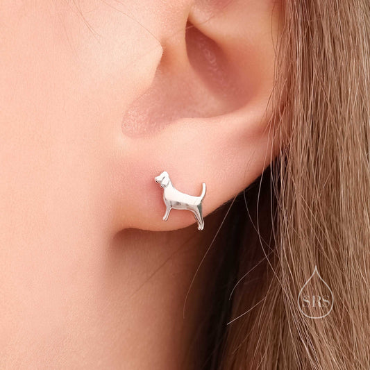 Tiny Beagle Dog Stud Earrings in Sterling Silver, Silver or Gold, Sterling Silver Beagle Dog Earrings, Pet Earrings