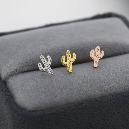 Extra Tiny Cactus Stud Earrings in Sterling Silver, Silver, Gold or Rose Gold,  Dainty Stacking Earrings, Nature Inspired