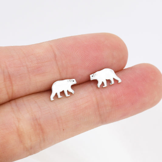 Brown Bear Stud Earrings in Sterling Silver, Silver or Gold, Nature Inspired, Fun and Quirky Earrings