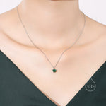 Emerald Green CZ Pendant Necklace in Sterling Silver, 0.5 carat Emerald Green Zircon Necklace, Green Necklace