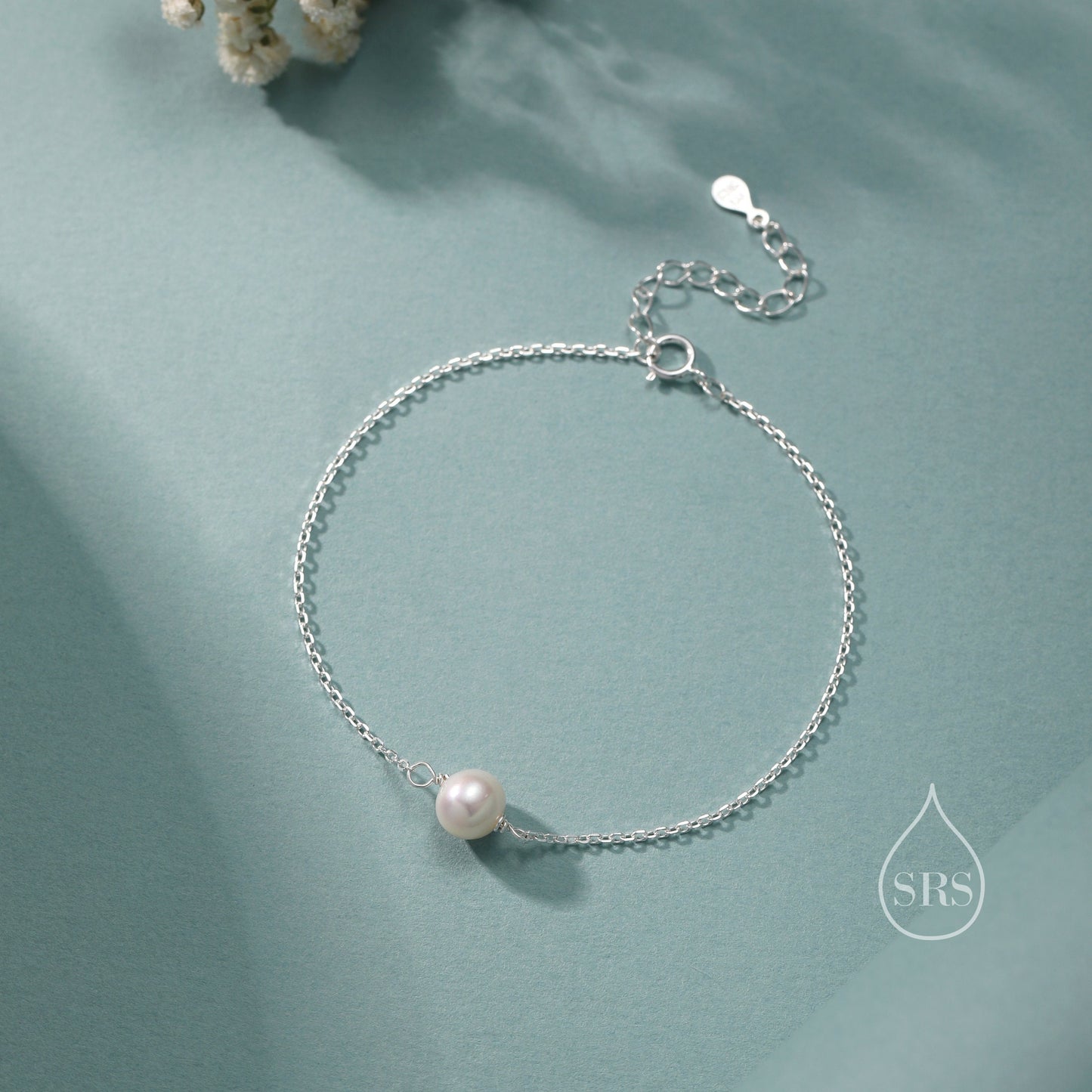 Sterling Silver Natural Pearl Bracelet, Single Genuine Pearl Bracelet, Dainty Freshwater Pearl Bracelet, Silver or Gold