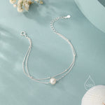 Sterling Silver Natural Pearl Double Layer Bracelet, Single Genuine Pearl Bracelet, Dainty Freshwater Pearl Bracelet, Silver or Gold