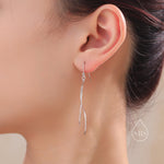 Sterling Silver Minimalist Wave Ear Wire Drop Earrings, Silver, Gold and Rose Gold, Spiral Threaders, Spiral Earrings, Wave Dangle Earrings