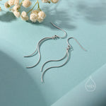Sterling Silver Minimalist Wave Ear Wire Drop Earrings, Silver, Gold and Rose Gold, Spiral Threaders, Spiral Earrings, Wave Dangle Earrings