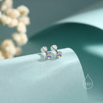 Tiny Moonstone Internally Threaded Flat Back/Screw back(Barbell)/ Stud Earrings in Sterling Silver, Lab Moonstone Earrings, Piercing