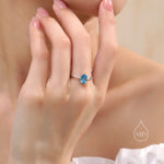 Natural 1 Carat Swiss Blue Topaz Oval Ring in Sterling Silver, 5x7mm, Prong Set Oval Cut, US Size 5 6 7 8, Genuine 1ct Blue Topaz Ring