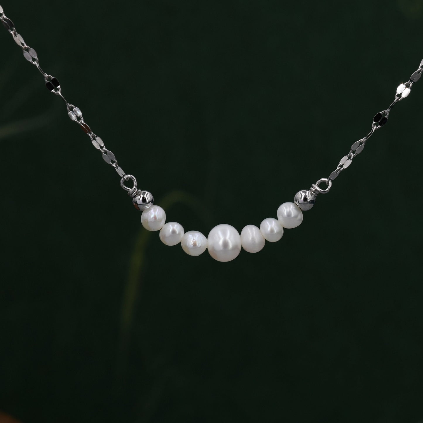 Genuine Pearl Bar Necklace in Sterling Silver, Silver or Gold , Genuine Freshwater Pearls, Pearl Necklace