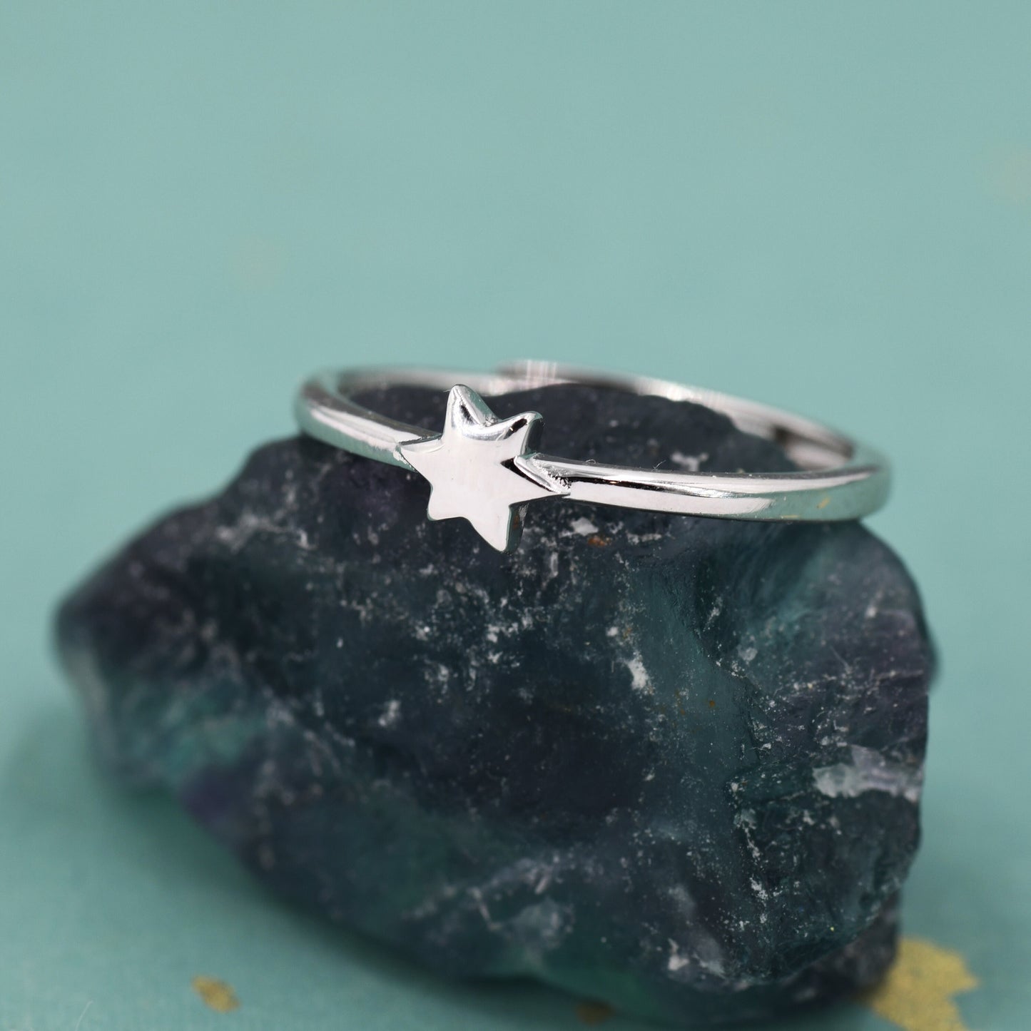 Sterling Silver Dainty Star Open Ring, Adjustable Size, Star of David Ring, Celestial Jewellery, Dainty Star of David Ring