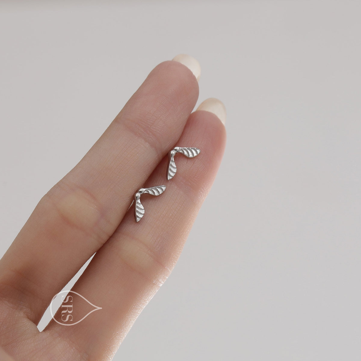 Sycamore Seed Stud Earrings in Sterling Silver, Nature Inspired Leaf Earrings - Maple Leaf Earrings, Silver Gold or Rose Gold
