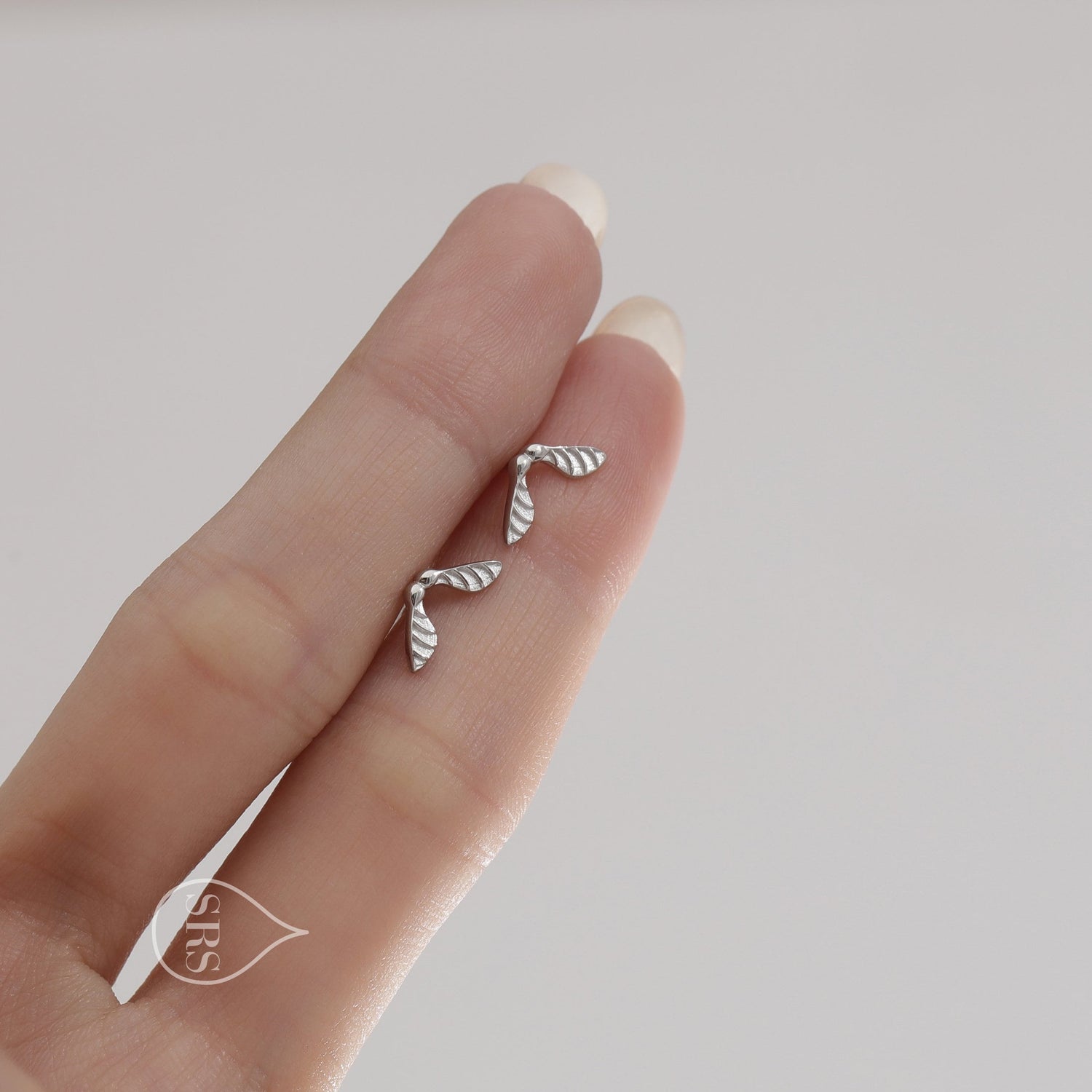 Sycamore Seed Stud Earrings in Sterling Silver, Nature Inspired Leaf Earrings - Maple Leaf Earrings, Silver Gold or Rose Gold