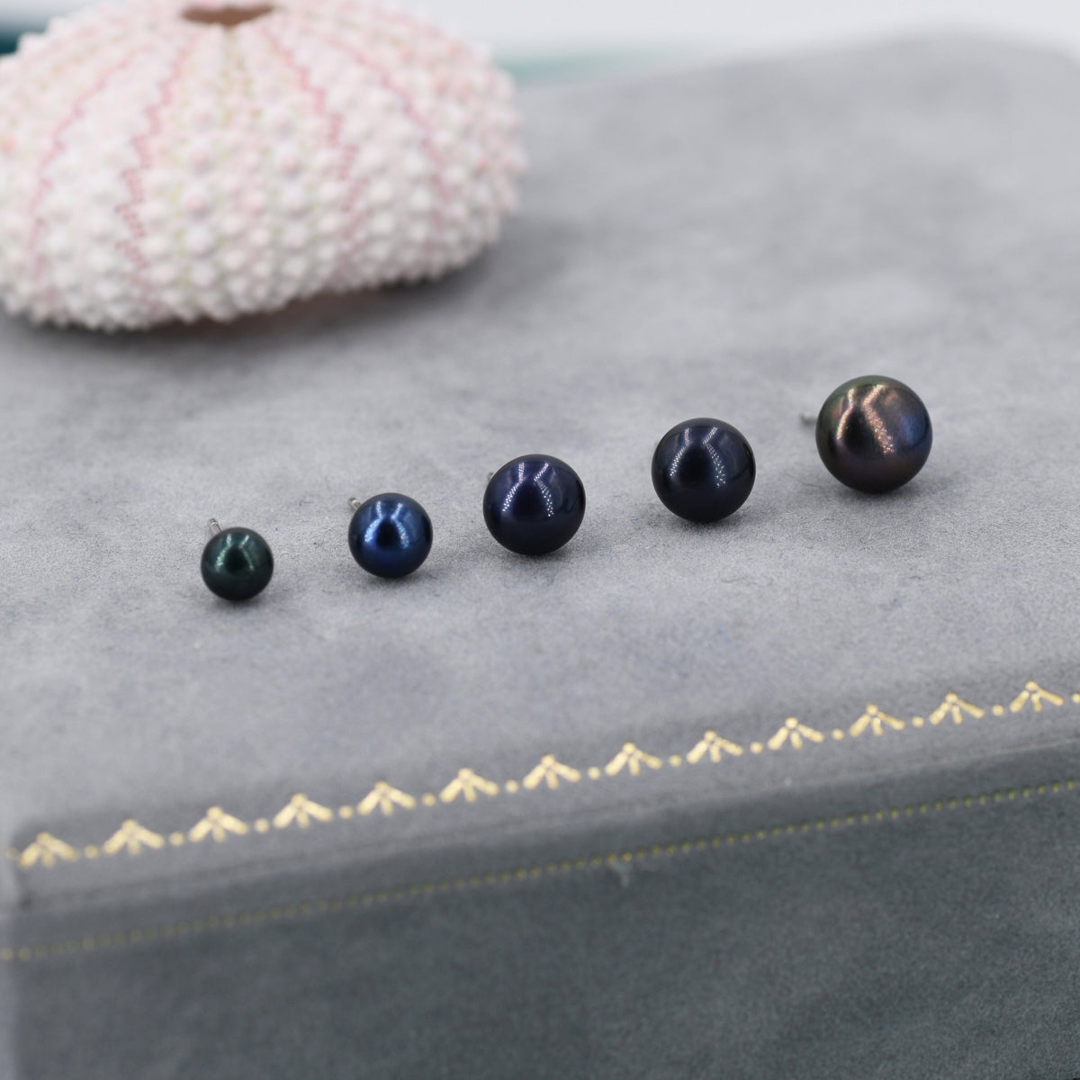 Black Freshwater Black Pearl Stud Earrings