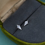 Rhombus CZ Screwback / Flat Back/ Stud Earrings in Sterling Silver, Silver or Gold, Kite Shape Crystal Earrings, Geometric Minimalist Design
