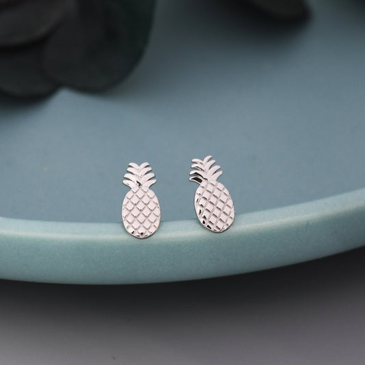 Pineapple Stud Earrings in Sterling Silver - Fruit Stud Earrings  - Nature Inspired  - Cute,  Fun, Whimsical