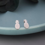 Pineapple Stud Earrings in Sterling Silver - Fruit Stud Earrings - Nature Inspired - Cute, Fun, Whimsical