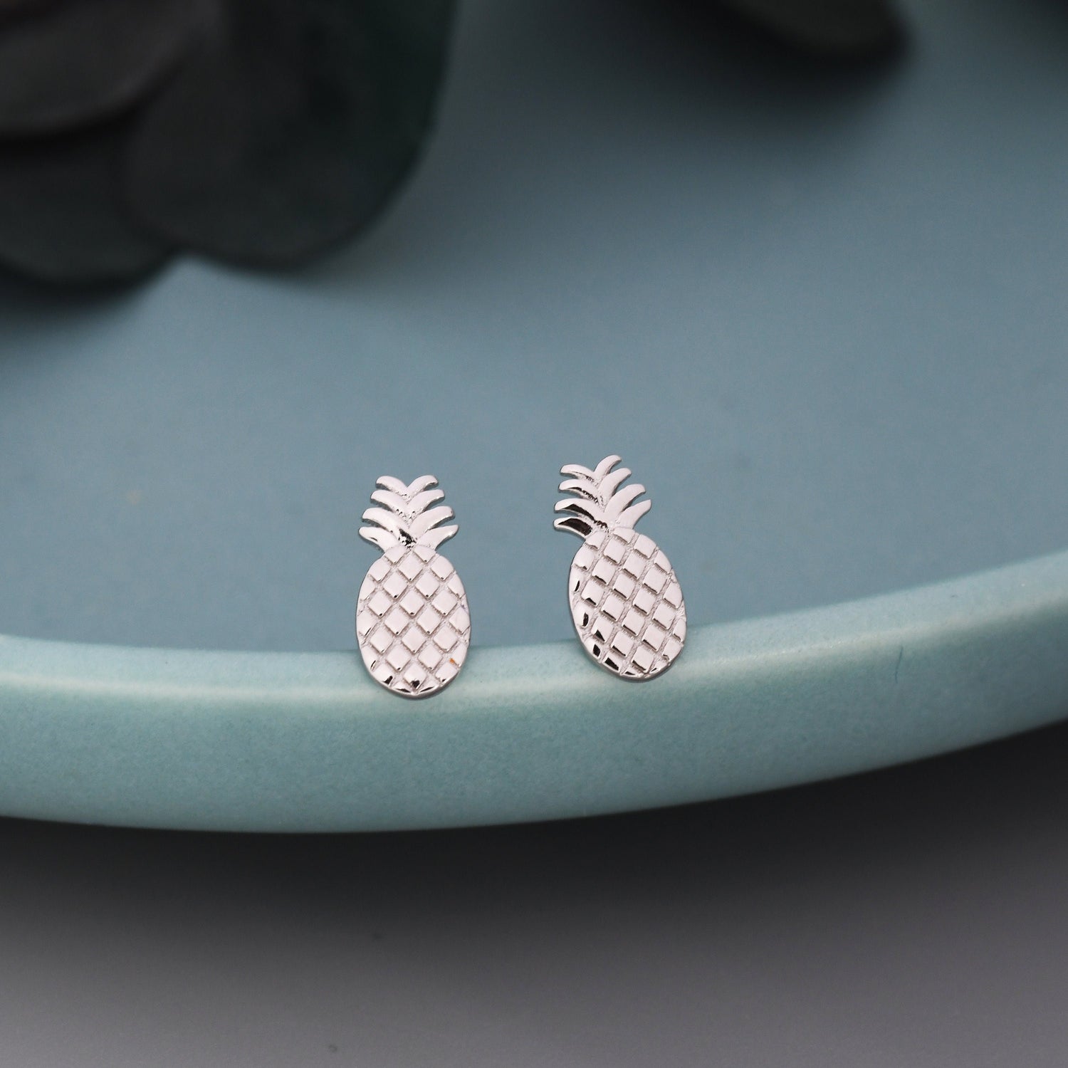 Pineapple Stud Earrings in Sterling Silver - Fruit Stud Earrings - Nature Inspired - Cute, Fun, Whimsical