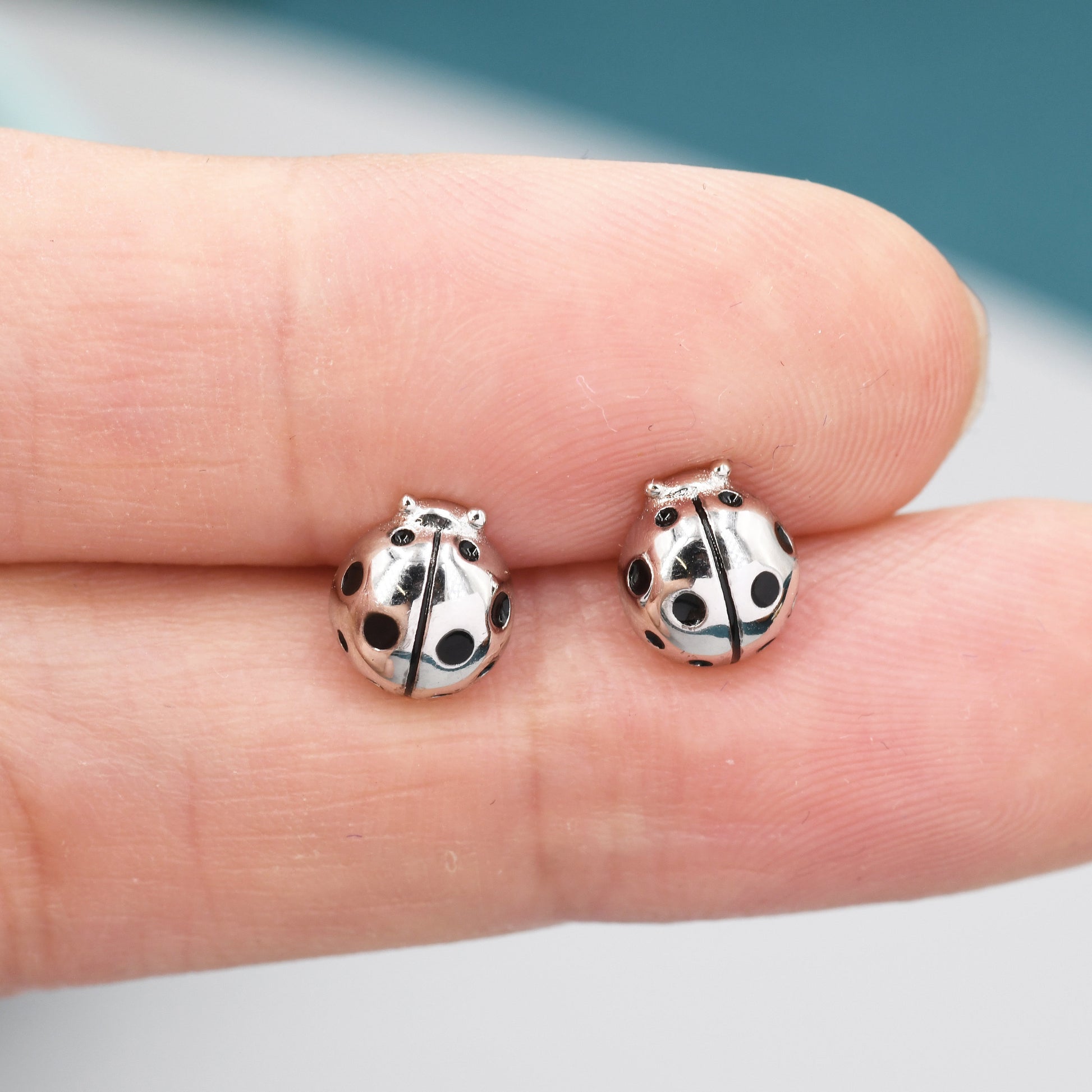 Sterling Silver Ladybird Stud Earrings, Animal Earrings, Cute and Quirky