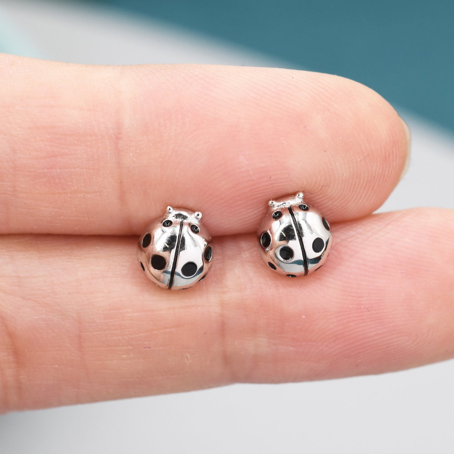 Sterling Silver Ladybird Stud Earrings, Animal Earrings, Cute and Quirky