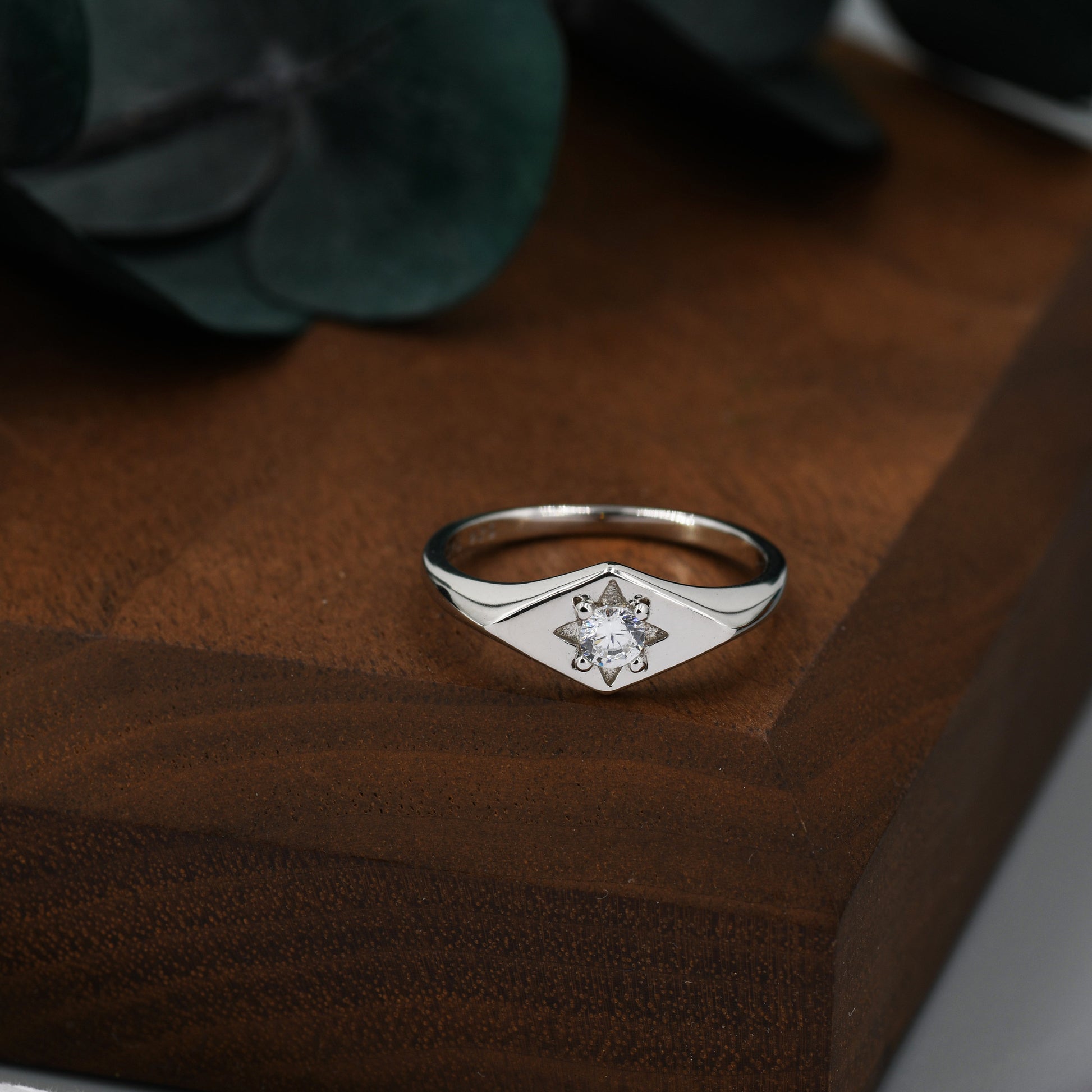 Kite Signet Ring in Sterling Silver, Silver or Gold, Starburst Ring, Rhombus Ring, Statement Ring US 5 - 8