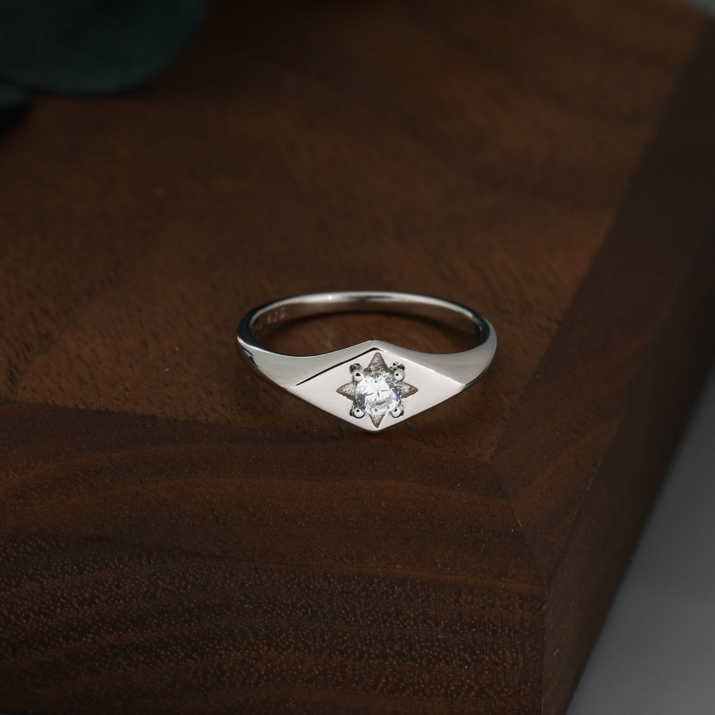 Kite Signet Ring in Sterling Silver, Silver or Gold, Starburst Ring, Rhombus Ring, Statement Ring US 5 - 8